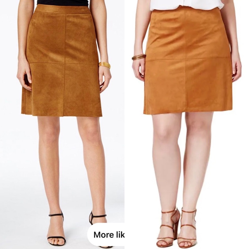 Alfani Faux Suede Brown Skirt Size 14 - Picture 3 of 6